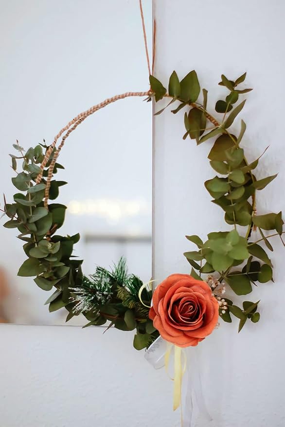 Artificial Rose 30Pcs Burnt Orange Rose Flower Artificial Flowers Flower with Long Stem Silk Roses Bouquet for Wedding Bridal Shower Party Home Decoration