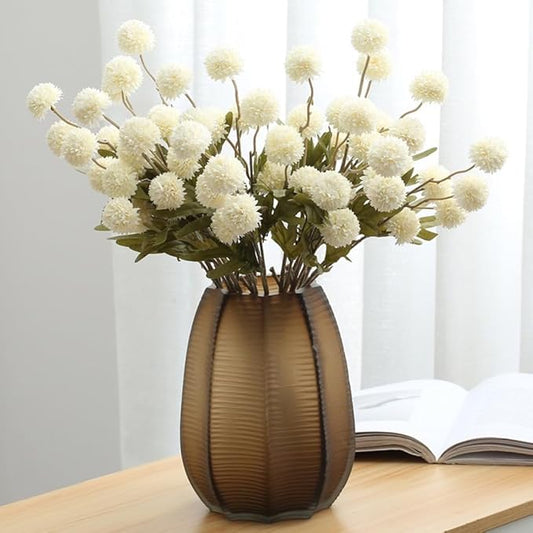 Artificial Flowers for Vases 20.5 Inch 10 Stems，Silk Dried Fake Mums Bouquet Indoor Faux Floral Arrangements for Decoration (White)