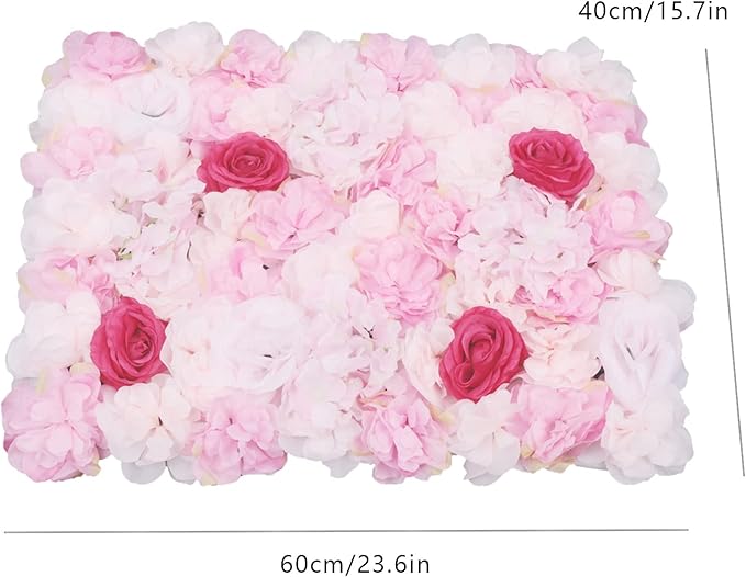Gdrasuya10 4pcs Realistic Flower Wall Background Artificial Flowers Wall Backdrop Panel 3D Silk Rose Fake Flower Wall Panel Banquet Wedding Party Decor, Photography Background 60 x 40 cm