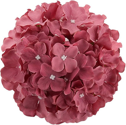 Flojery Silk Hydrangea Heads Artificial Flowers Heads with Stems for Home Wedding Decor,Pack of 10 (Mauve)