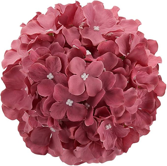 Flojery Silk Hydrangea Heads Artificial Flowers Heads with Stems for Home Wedding Decor,Pack of 10 (Mauve)