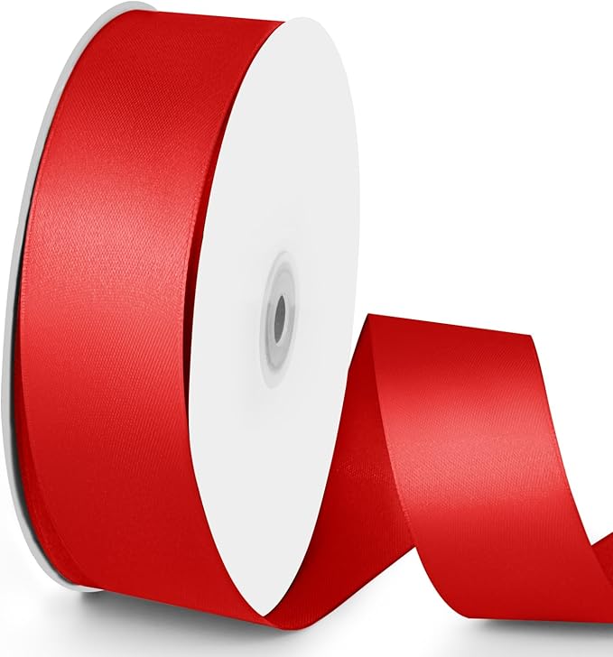 100 Yards 1-1/2 inch Satin Ribbon, Fabric Ribbon Solid Color Perfect for Gift Wrapping, Wedding, Handmade Bows, Floral Bouquets and Party Decoration(red)