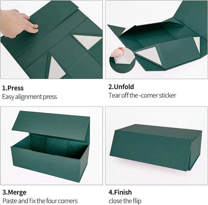 Green Gift Boxe 10" x 6" x 3" with Magnetic Closure Lid Gift Boxes for Presents,Bridesmaid Gifts Box,Cute Box,Birthday Gift box,Luxury for Gift Packaging, Magnetic Gift Box for Wrapping Gifts