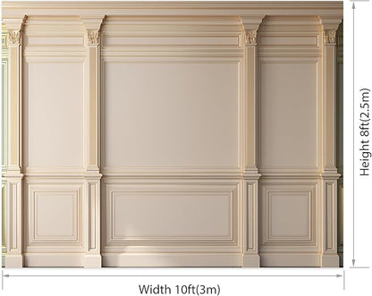 AOFOTO Vintage Room Inside Backdrop Classic French Frame Beige Walls Photo Background for Wedding Bridal Shower Party Banner Home Headboard Decor Wall Photo Studio Booth Props 10x8ft