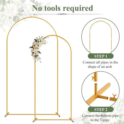 Tamodan 2 Pack Metal Wedding Arch (7.2ft+6ft) - Photo Booth Arch | Decoratable Backdrop Stand for Weddings, Gender Reveal, Baby Showers & More - Tool-Free Assembly