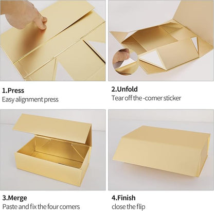 Gift Boxe Gold with Magnetic Closure Lid 12" X 6" X 4" Gift Boxes for Presents,Luxury for Gift Packaging, Bridesmaid Gifts Box, Magnetic Gift Box for Gifts, Cute Box,Birthday Gift box