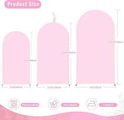 6.6FT Pink Arch Backdrop Cover - Polyester Fitted Wedding Arch Stand Covers Round Top Chiara Arch Backdrop Cover for Birthday Party Banquet Photo Background Decoration