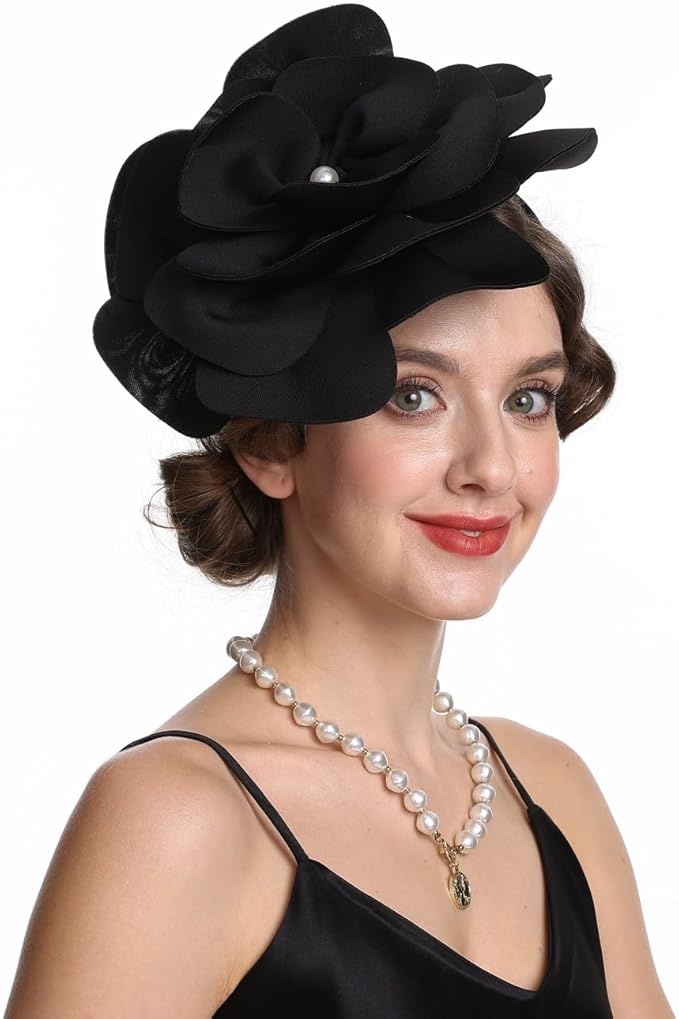Feather Fascinator for Women - Vintage with Headband and Clip Tea Party Headwear