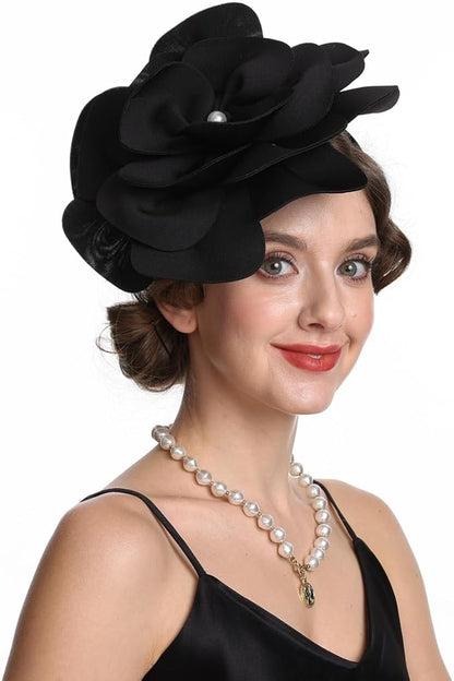Feather Fascinator for Women - Vintage with Headband and Clip Tea Party Headwear