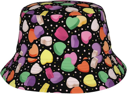 Love Bucket Hat Heart Fisherman Cap Romantic Bucket Hats Sun Caps for Hiking Camping