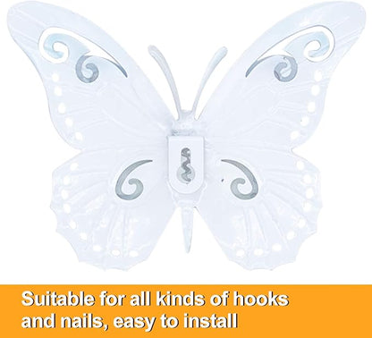 Metal Butterfly Outdoor Wall Decor- 6.5'' 3D Metal Colorful Hanging Double Wings Butterflies for Garden Yard Decoration Outdoor or Indoor Decor, Gifts for Mom Dad Friends (4 Pack)
