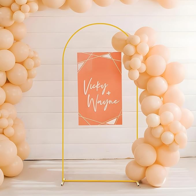 3pcs Arch Backdrop Stand - 4ft/5ft/6ft Gold Metal Flower Balloon Arch Frame Stand for Wedding, Birthday Party, Christmas, Baby Shower, Bridal Shower, Graduation Photography Decoration