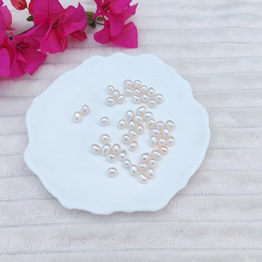 50 Pcs 8-9mm No-Holes Fresh Water Pearls Beads AAA for Jewelry Making Real Freshwater Cultured Pearls Oval Pearl Beads Jewelry Production, Handicraft Production, for Manza