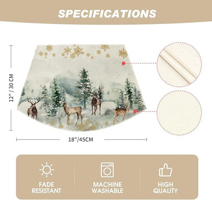 Artoid Mode Christmas Snowflakes Deers Wedge Placemats for Round Table Set of 4, Winter Seasonal Kitchen Dining Table Decoration for Indoor Party Home