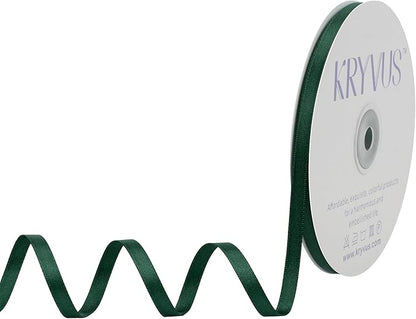 Hunter Green Satin Ribbon, Double Faced 1/4 Inch X 50 Yards Hunter Green Ribbon, Premium Satin Ribbon for Gift Wrapping, Crafts, Hair Bow Making, Sewing, Flower Bouquet, Wedding Party Decor