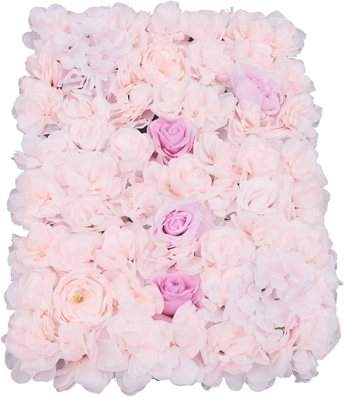 Gdrasuya10 4pcs Realistic Flower Wall Background Artificial Flowers Wall Backdrop Panel 3D Silk Rose Fake Flower Wall Panel Banquet Wedding Party Decor, Photography Background 60 x 40 cm