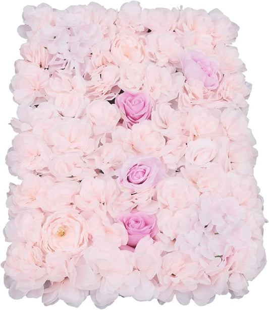 Gdrasuya10 4pcs Realistic Flower Wall Background Artificial Flowers Wall Backdrop Panel 3D Silk Rose Fake Flower Wall Panel Banquet Wedding Party Decor, Photography Background 60 x 40 cm