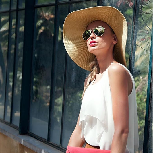 DRESHOW Beach Hats for Women Big Straw Wide Brim Summer Hat Floppy Foldable Roll up Cap Sun Hat UPF 50+