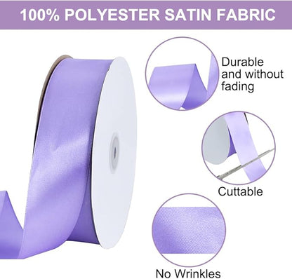 TONIFUL 1-1/2 Inch (40mm) x 100 Yard Lavender Light Purple Wide Satin Ribbon Solid Fabric Ribbon for Gift Wrapping Chair Sash Valentine's Day Wedding Birthday Party Decoration Craft Sewing Halloween