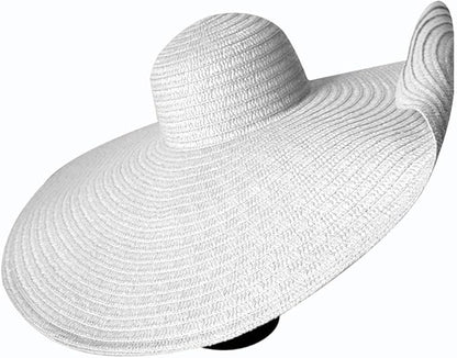 Oversized Beach Straw Hats for Women Extra Large Wide Brim Beach Hat Foldable Roll up Floppy Sun Hat