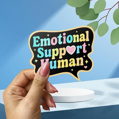 HANDICHI Design 5-Pack 4 Inch Emotional Support Human Stickers – Positive Affirmation Vinyl Decals for Laptops, Water Bottles, Journals and Scrapbooks – Cute Mental Health Self Care Sticker Pack
