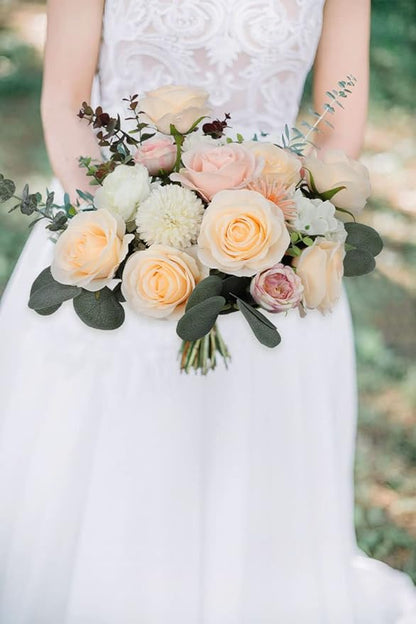 12pcs Roses Artificial Flowers Champagne Silk Roses with Long Stems Fake Flowers for Wedding Bouquet Centerpices Decorations Party Bridal Baby Shower Home Decor