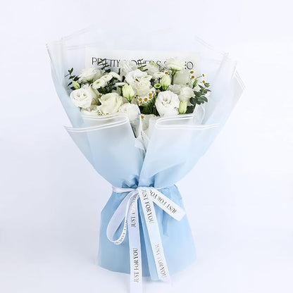 NESCCI 20 Sheet Flower Wrapping Paper - Waterproof Floral Bouquet Wrapping Paper, Florist Supplies Packaging Paper for Wedding Birthday Gift DIY (Gradient Blue)