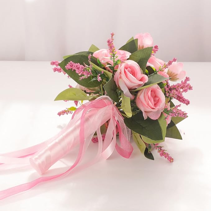 Ochine Bride & Bridesmaid Bouquets for Wedding, Wedding Bridesmaid, Silk Hand Holding Flower Bouquet Valentines Day Decor Party Supplies Home Decoration