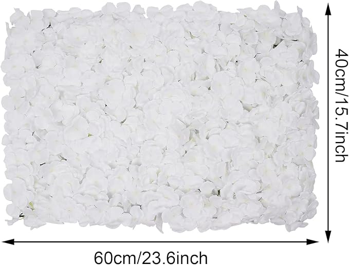 16"x 24" Artificial Flower Wall Panels,Flower Wall Mat Silk Flower Panels for Outdoor Garden Backyard Fence Fence Privacy Screen and Indoor Wall Decor(20Pcs White,Style 3)