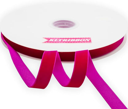 Nylon Single Face Velvet Ribbon,5/8 Inch X 25 Yards Spool (Shocking Pink)