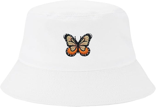 Fashion Embroidered Bucket Hat Cotton Summer Beach Sun Hat for Women Men Teen