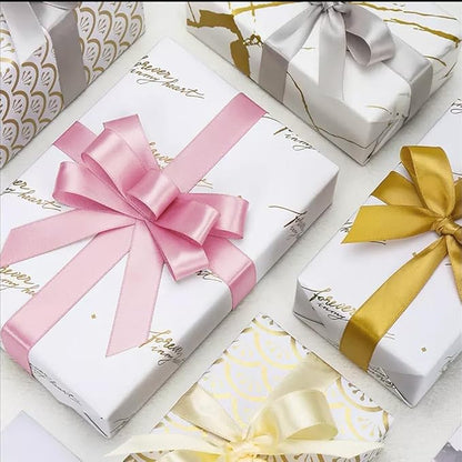 1" x 100 Yards Satin Ribbon - White Silk Ribbon with Spool - Ideal for Gift Wrapping, Floral Bouquets, Crafts, Wedding Party Decorations, Christmas and Sewing Projects