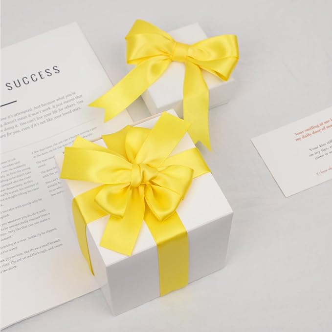 Daffodil Yellow Satin Ribbon, Double Faced 1 Inch X 25 Yards Daffodil Ribbon, Premium Satin Ribbon for Gift Wrapping, Crafts, Hair Bow Making, Sewing, Flower Bouquet, Wedding Party Decor