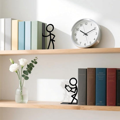 Metal Bookends People Bookends Decorative Cute Book Ends for Shelves Bookshelf Home Office Desk Reading Decor Bookshelf Decor for Book Lovers Gift