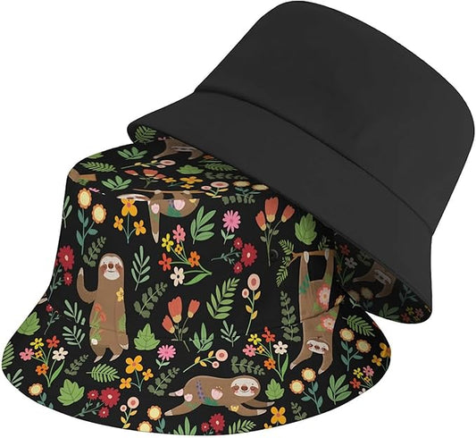 Bucket Hat for Women Men Unisex Sun Cap Packable Outdoor Fisherman Hat Headwear,Reversible Double-Side-Wear