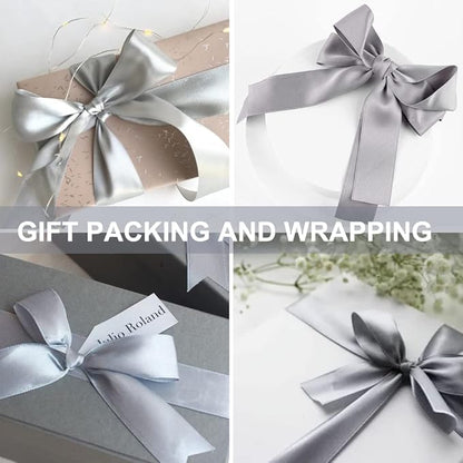 TONIFUL Silver Satin Ribbon 1 Inch X 25yds Solid Silk Ribbons for Gift Wrapping, Craft, Floral Bouquets, Valentine's Day Christmas Gift Wrapping, Party Wedding Decoration