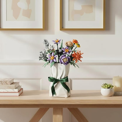 RyddeligHome Paper Bag Vase Ceramic Crinkle, Cool Vase for Flower Bouquet, Jarrones para Flores, Wide Big Flower Pot Living Room Entryway Table Decor