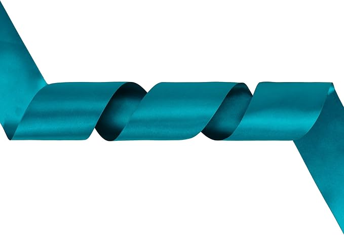 MEEDEE Peacock Satin Ribbon Lux Double Faced Satin Ribbon 3 Inch Peacock Ribbons by 10 Yards Turquoise Blue Ribbons for Christmas Tree Decoration, Weddings, Flower Bouquet, Bow Making