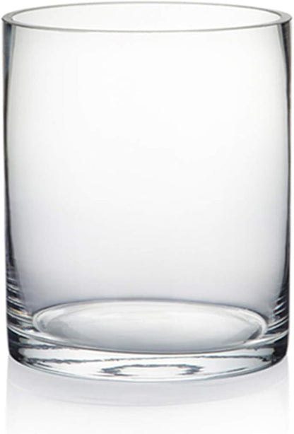 WGV Cylinder Vase, Diameter 5", Height 6", Clear Glass Floral Planter Container, Floating Candle Holder for Wedding Party Event Home Office Decor, 1 Piece