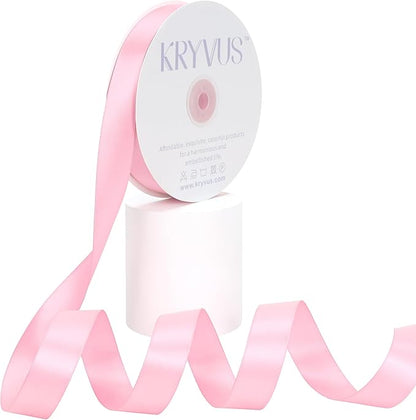 Pink Satin Ribbon, Double Faced 7/8 Inch X 50 Yards Pink Ribbon, Premium Satin Ribbons for Gift Wrapping, Crafts, Hair Bow Making, Sewing, Flower Bouquet, Wedding Party Decor