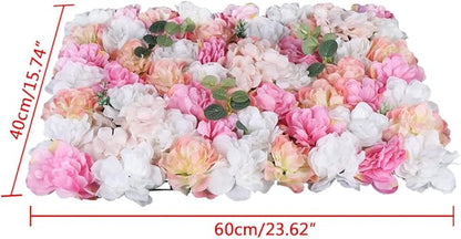 12 Pcs Artificial Flower Wall Panels 60x40cm Silk Hydrangea Wall Panel Flowers, Rose Wall Panel Artificial Flowers Wall Decor 3D Flower Wall Panel Silk Flowers