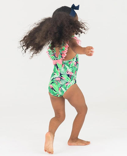 RuffleButts® Baby/Toddler Girls Ruffle Strap One Piece Swimsuit w/UPF 50+ Sun Protection