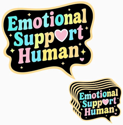 HANDICHI Design 5-Pack 2 Inch Emotional Support Human Stickers – Positive Affirmation Vinyl Decals for Laptops, Water Bottles, Journals and Scrapbooks – Cute Mental Health Self Care Sticker Pack