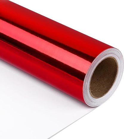 NESCCI Red Metallic Wrapping Paper, Solid Color Paper,Gift Wrapping Paper,Perfect for Wedding,Valentine's Day,Birthday, Christmas,Baby Shower,DIY Bouquet (17.5 Inches X 32.8 Feet)