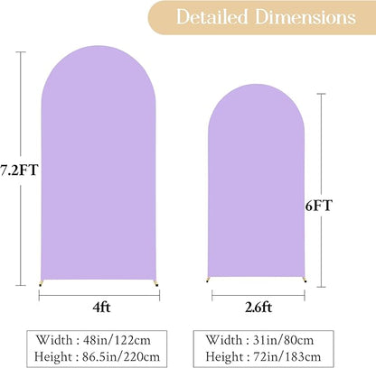 Cream Purple Arch Backdrop Cover Set of 2 Spandex Arch Covers 7.2 and 6ft Wedding Birthday Party Arch Covers Stretchy Backdrop Bridal Baby Shower Biege Lavender Arch Stand Cover