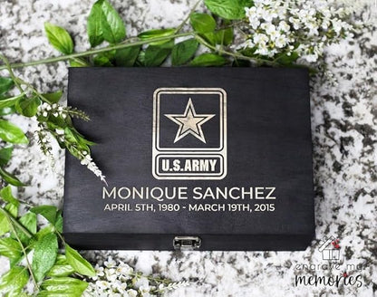 Personalized Line of Duty Memorial Keepsake Box – Custom Engraved Wooden Tribute Box for Fallen Heroes, Soldiers, First Responders, Veterans - Sympathy Gifts Storage Boxes for Medals, Flags, Photos