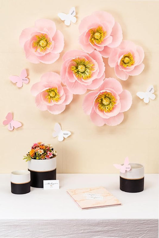 Paper Flowers Decorations for Wall - Flower Wall Decorations - Large Flowers Decorations for Wedding Wall Room Decoration Bridal Shower Baby Shower (6, Pink)