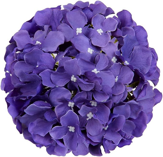 Flojery Silk Hydrangea Heads Artificial Flowers Heads with Stems for Home Wedding Decor,Pack of 10 (Purple)