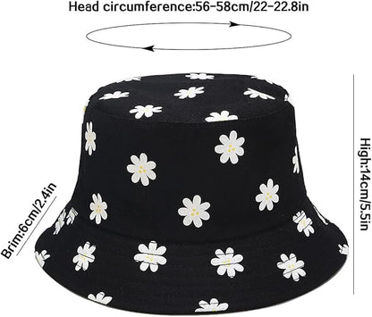 XYIYI Cute Bucket Hat Beach Fisherman Hats for Women, Reversible Double-Side-Wear