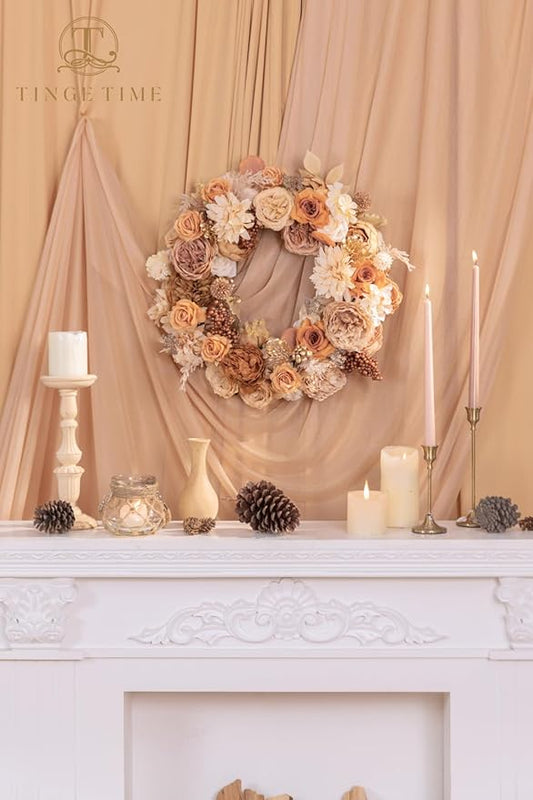 TINGE TIME Fake Flowers Artificial Flowers Peonies Bulbous Chrysanthemum Daisy Hydrangea Sunflower Violets Dahlia Daffodils Epiphyllum Orchid Cherry Blossom Camellia Leyaron (Nude Color & Pale Coffee)